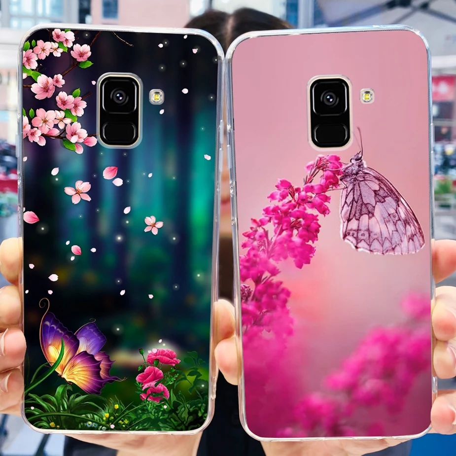 Luxury Painted Clear Silicone Phone Case - Soft Shell Cover for Samsung Galaxy A8 Series