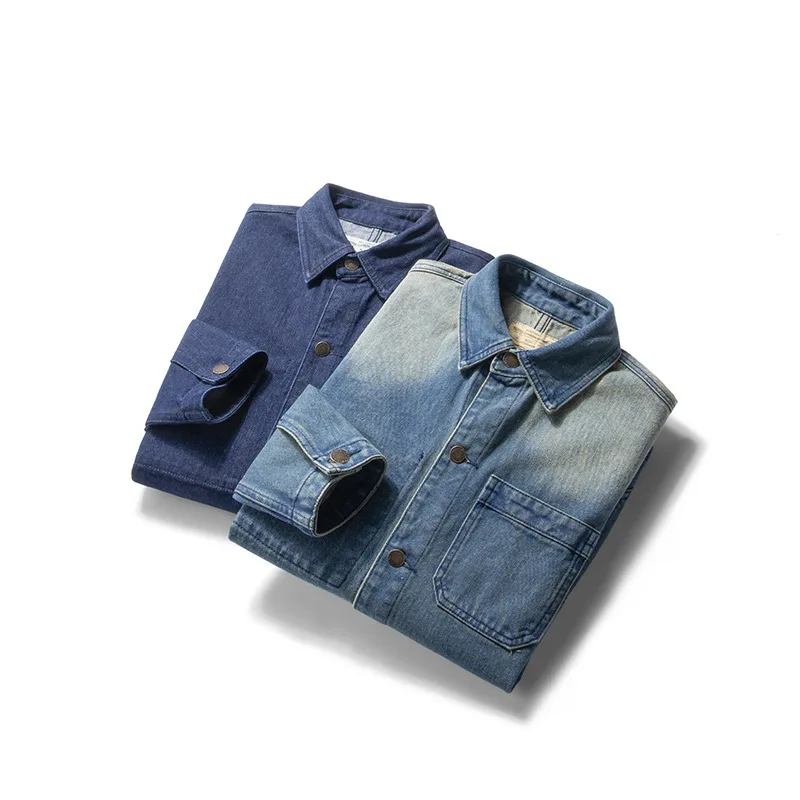 Jachetă denim stil Safari pentru bărbați, jachetă casual de lucru, blugi, haină pentru bărbați, la modă, cu mai multe buzunare, spălate puternic, jachetă vintage pentru bărbați_voghion.com
