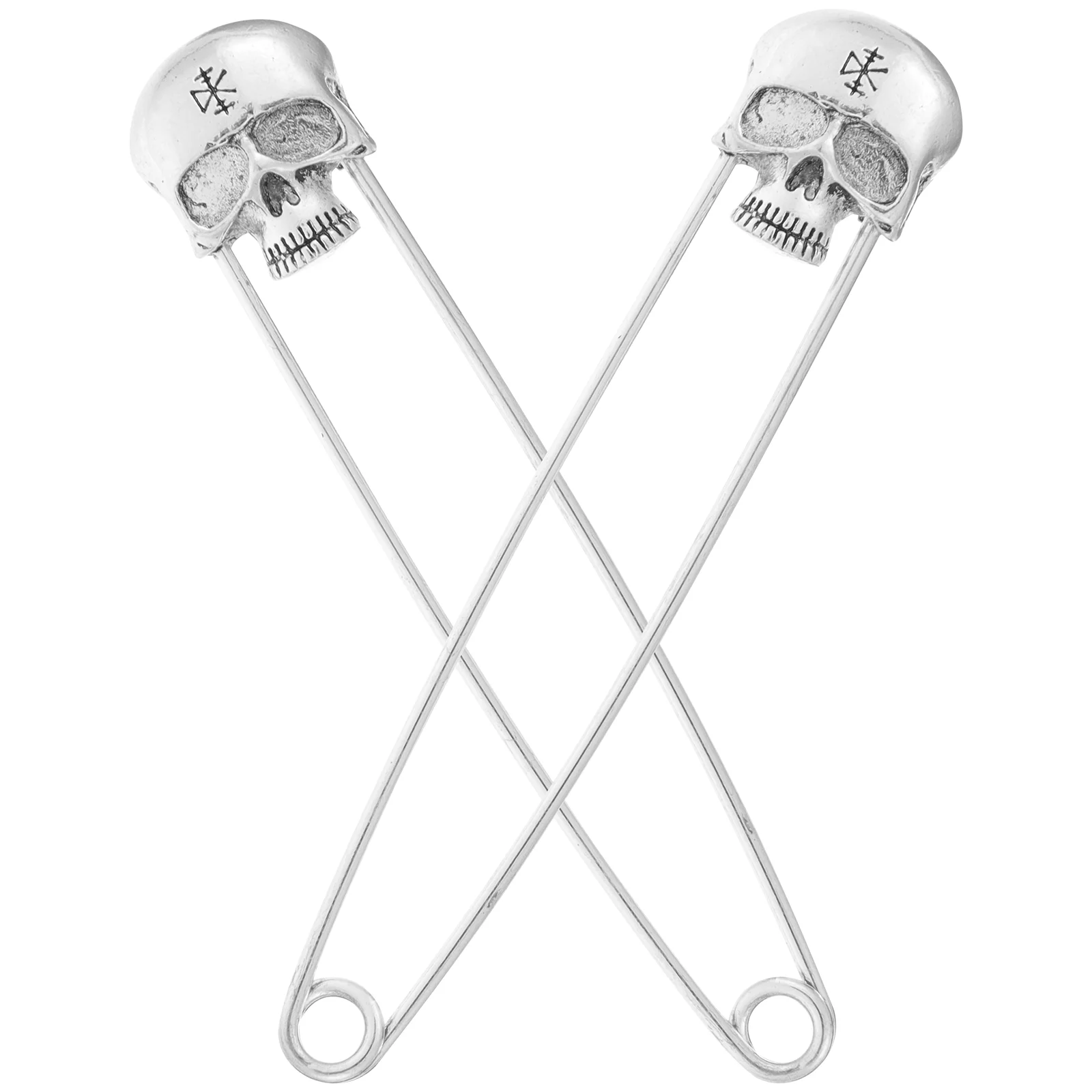

2PCS Brooch Pin Decorative Skull Pin Punk Style Skull Pin Decorative Collar Pin