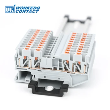 10 ชิ้น PT2.5-QU Push - In ฤดูใบไม้ผลิ 4 ตัวนํา Strip ปลั๊ก PT 2.5 QUATTRO ลวดเชื่อมต่อไฟฟ้า Din Rail Terminal Block PT 2.5-QU 1