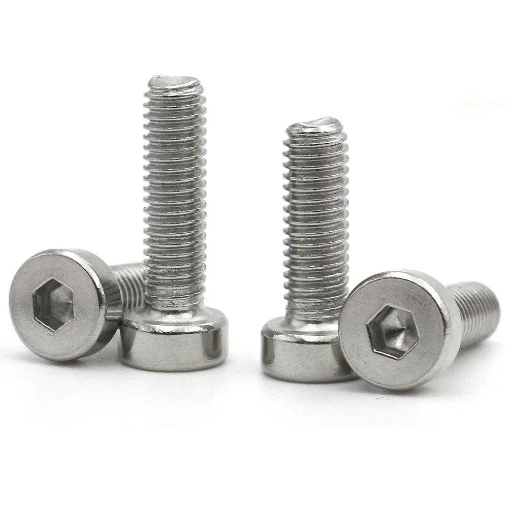 Stainless Steel Screw Bolt 2/5/10/20pcs M2 M2.5 M3 M4 M5 M6 M8 M10 304 Stainless Steel DIN7984 Hex Socket Hexagon Thin Short Low Cap Head