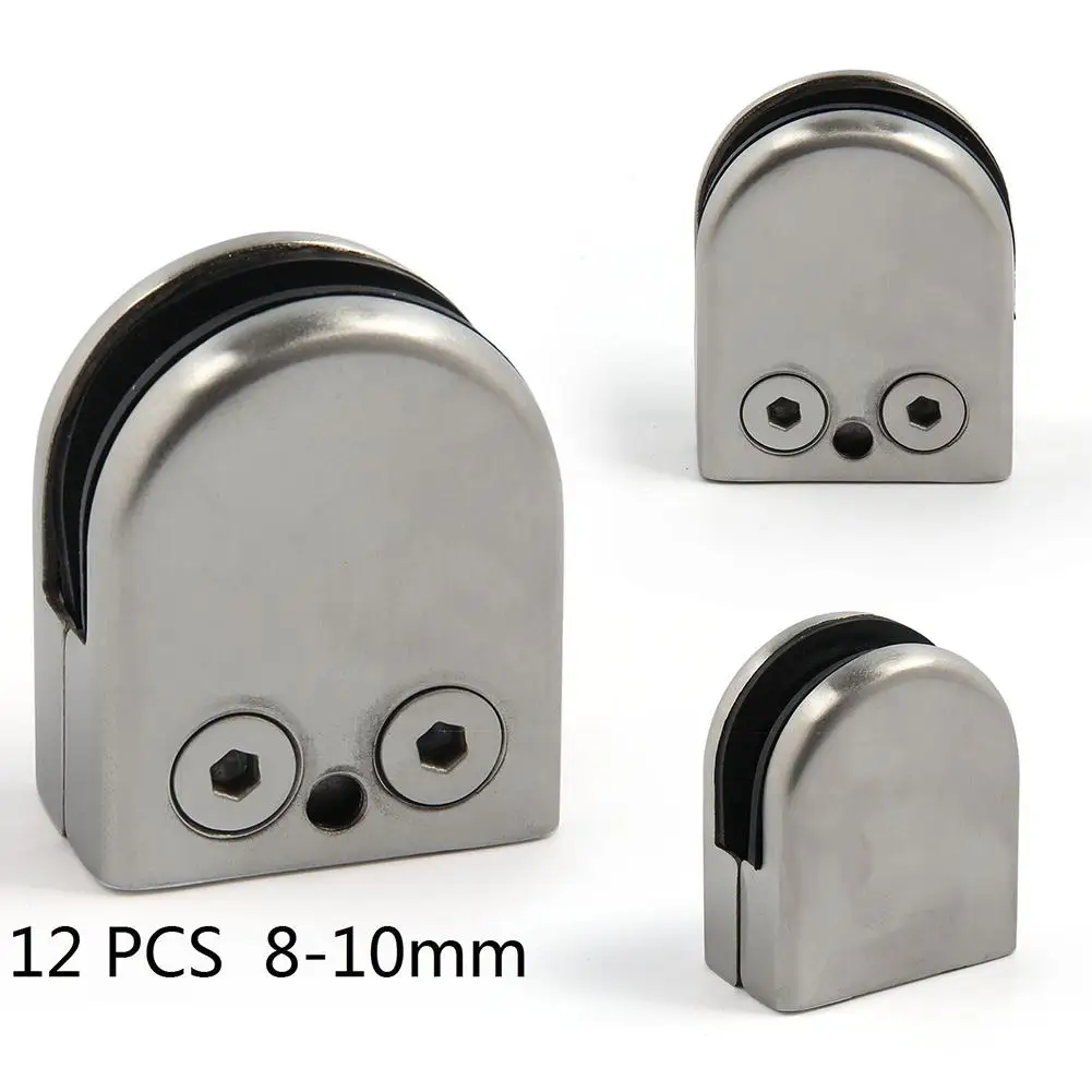 aço inoxidável, suporte traseiro plano, suporte de vidro, 6-12mm, 12pcs por lote