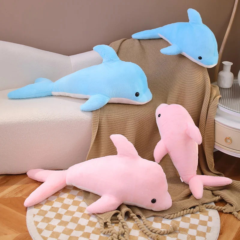 Simulation Sea Wild Dolphin Plushies Doll Stuffed Soft Lovely Lifelike Animal Kids Toys Baby Accompany Sleeping Pillow Home Deco