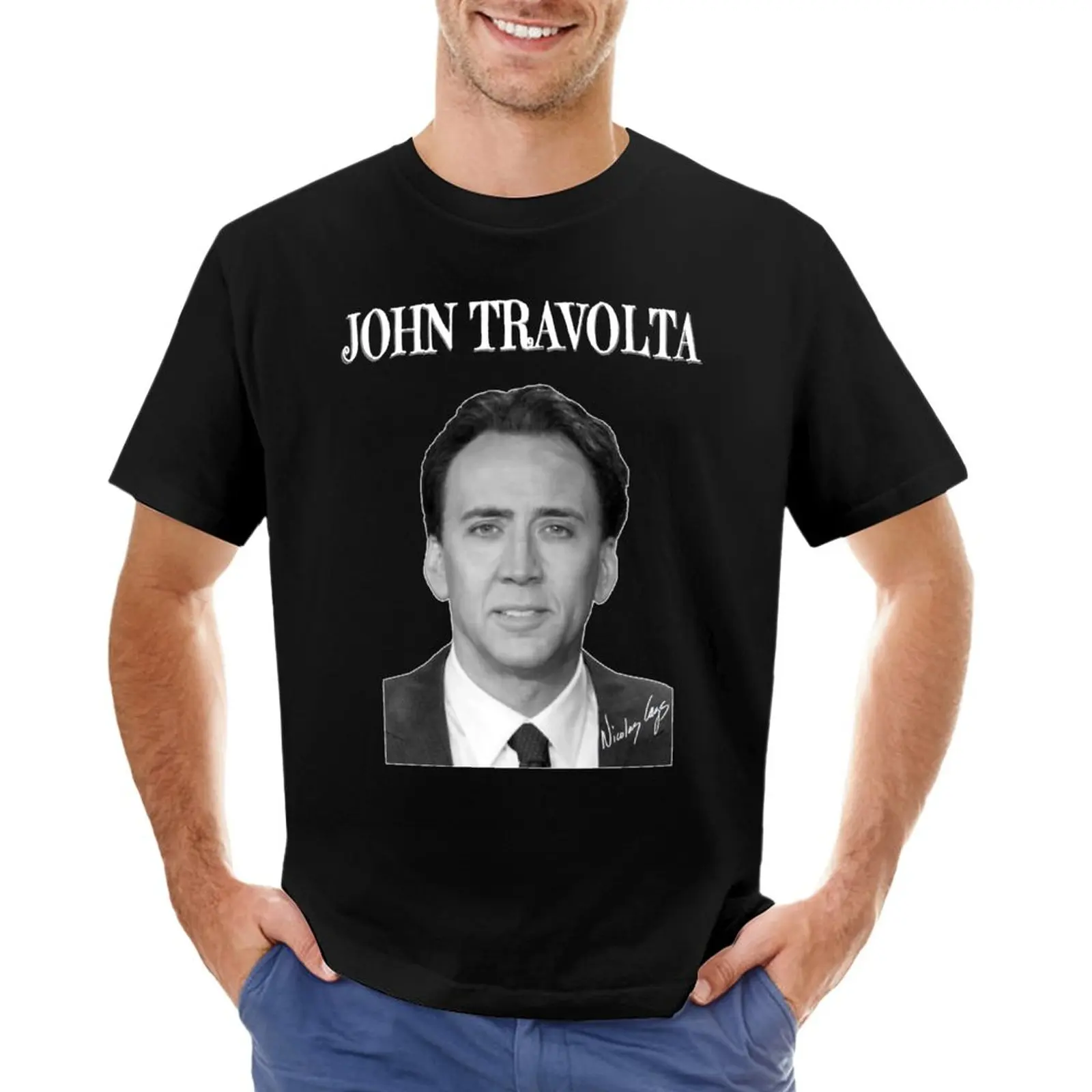 

Nicholas Cage as John Travolta - Nicolas Cage - Nick Cage - Nic Cage T-Shirt sweat shirts quick-drying t-shirt t shirts men