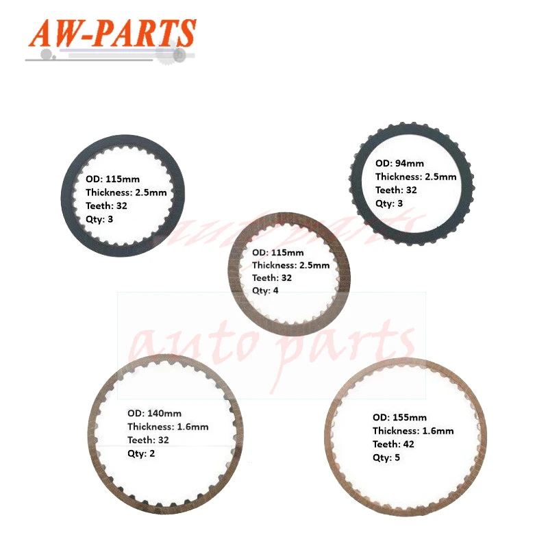 

4F27E Gearbox Clutch Friction Plates Package For Ford Fiesta Mazda 236 FN4A-EL Auto Transmission Clutch Plates Friction Kit