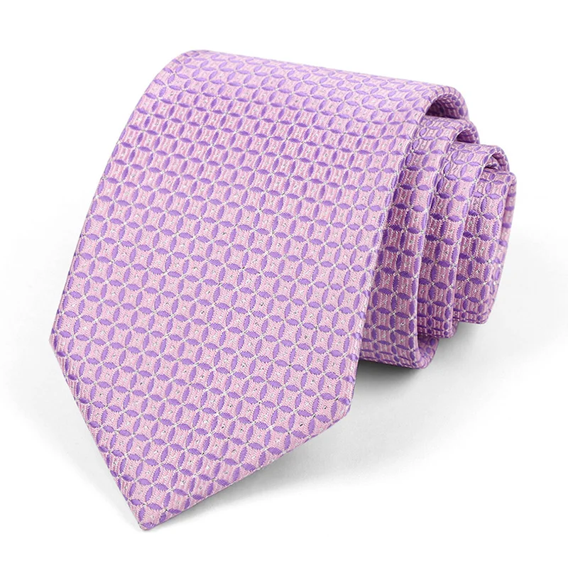 Klassische Herren-Krawatte mit Jacquard-Streifen, gepunktet, 8 cm, Polyester, Hochzeitskrawatte, formell, Business, rosa, helle Farbe, Accessoires, Geschenk für Männer – Detail 7