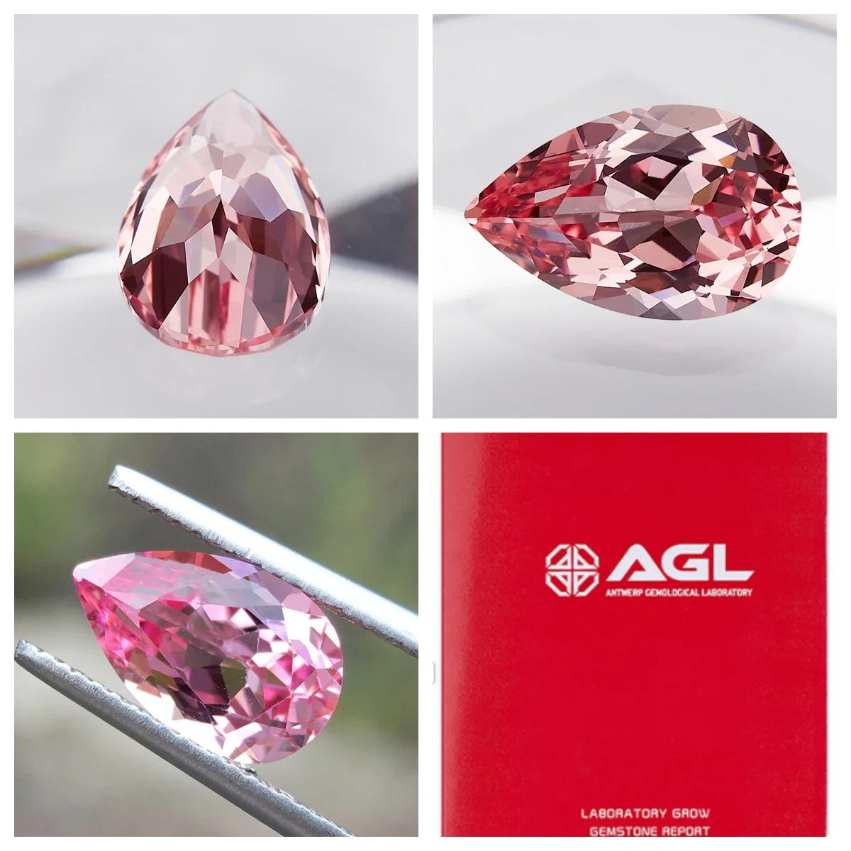 Birnenschliff Lab erstellt Padparadscha lose Edelsteinperlen mit AGL für Frauen Ohrringe Halskette Schmuck DIY Herstellung Materialien Ketten