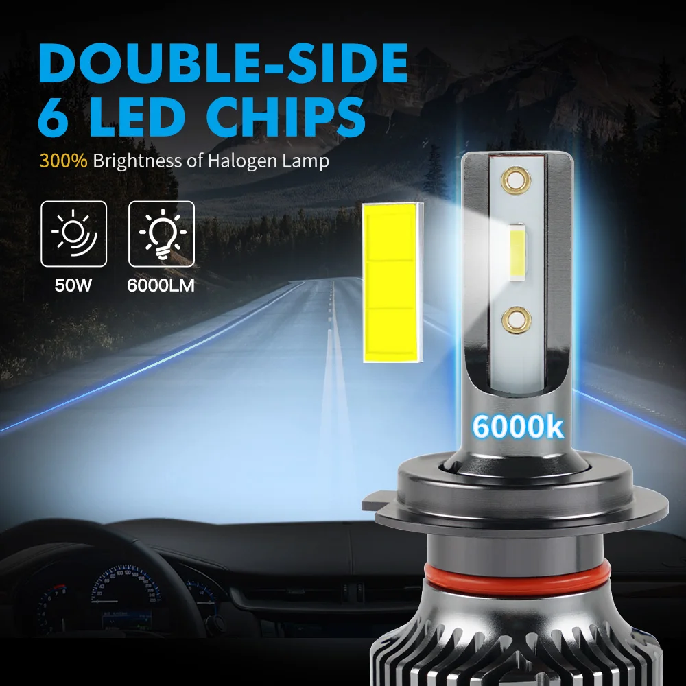 Achetez en gros Auto Led Phares H7 Led Ampoules 4 Côtés Puces 80w 8000lm  9v-32v Canbus Ventilateurs Refroidissement H1 Chine et Ampoule De Phare Led  H7 à 5 USD