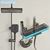 Ambient Lighting Piano Digital Bathroom Shower Set 12 Inch Rain Shower Head Brass Bathroom Faucet Hot Cold Digital Shower System 1