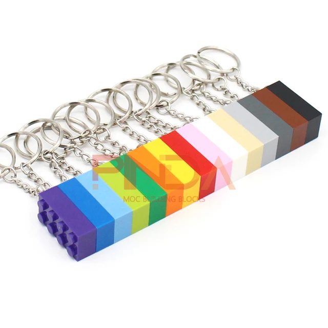 10Pcs MOC 2x4  Key Chain  Building Blocks Creative Gift  with MOC Brick Keychain Bricks Plate Compatible 3