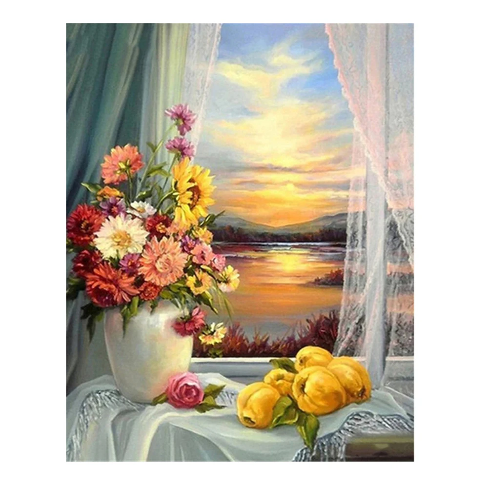 

DIY Diamond Painting Scenery Outside The Window New Product Mosaic Cross Stitch Square/Round Diamond Living Room Decoration Gift