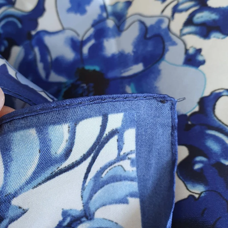 Blue and White Scarf Women Bandana Hijab Neck Scarves Satin Silk Print Bag 60x60cm Handkerchief Chic Shawl Headscarf Hair 2023 3
