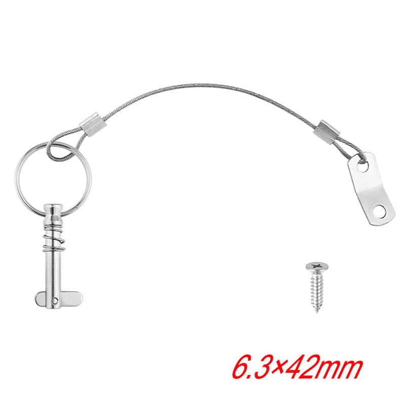 1PCS 6.3mm 1/4 inch Quick Release Pin with Lanyard for Boat Bimini Top