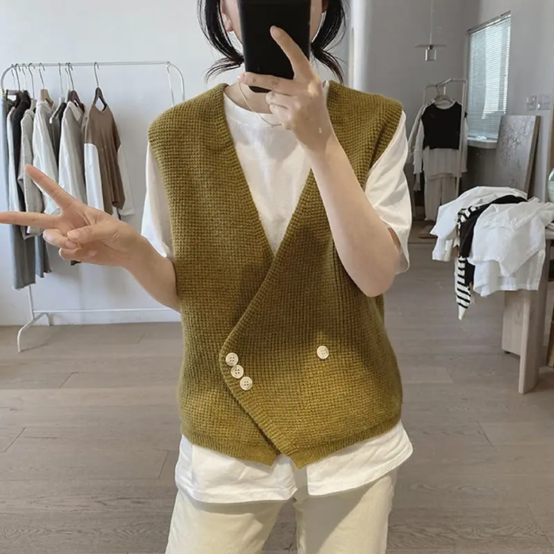 3Colors Pregnant Women's Spring and Autumn Vest Jacket Maternity New Loose and Simple V-neck Knitted Shirt Vest Coat LH164