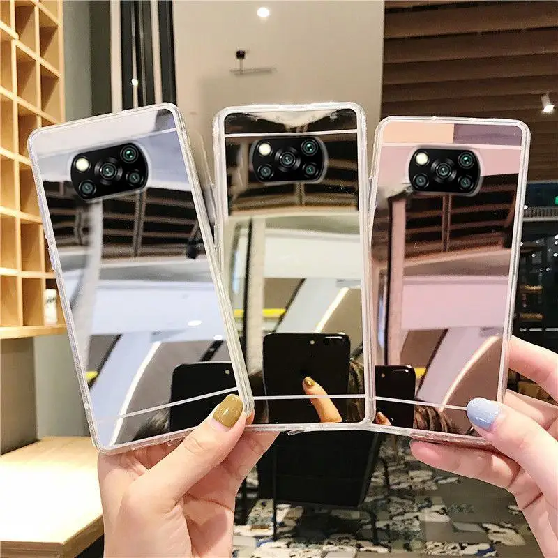 Pocox3pro Fashion Rose Gold Mirror Silicone Case On For Xiaomi Mi