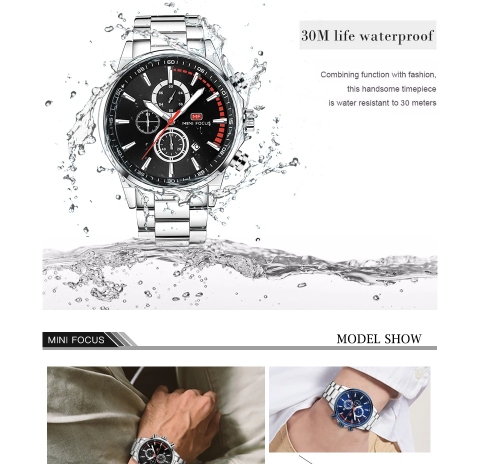 Montre à quartz MINI FOCUS pour homme étanche_voghion.com