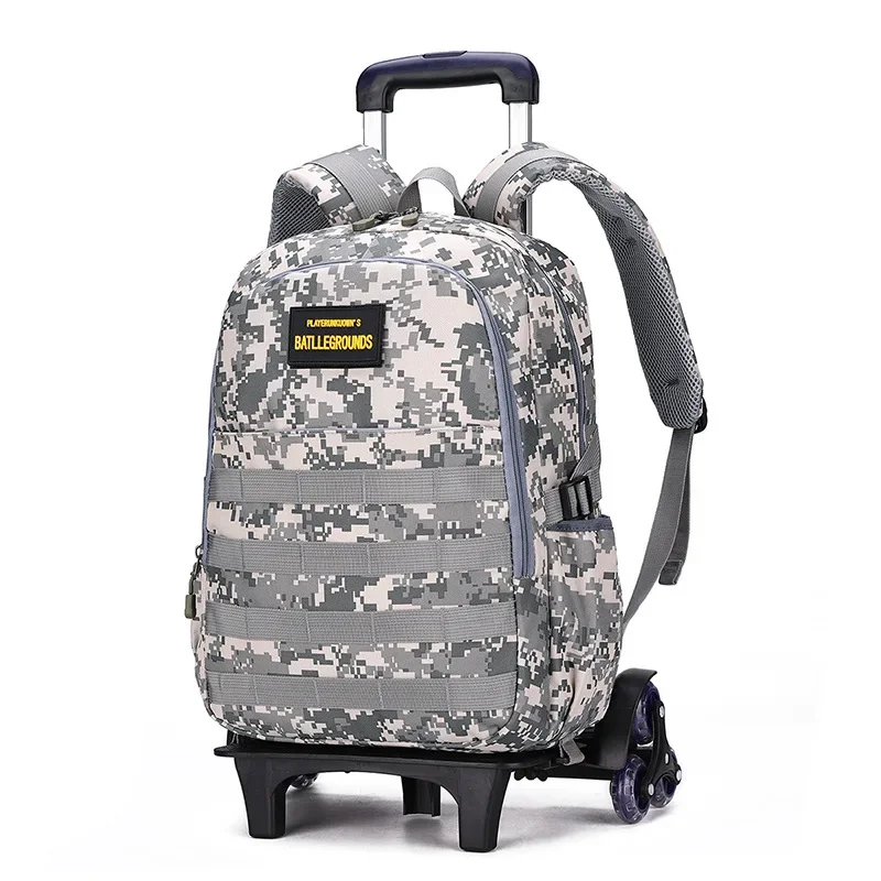 New Mochila Escolar Camo Printing Backpack Trolley School Bags Plecaki Climb Stairs Bolsa Masculina Wheels Tactical Backpack