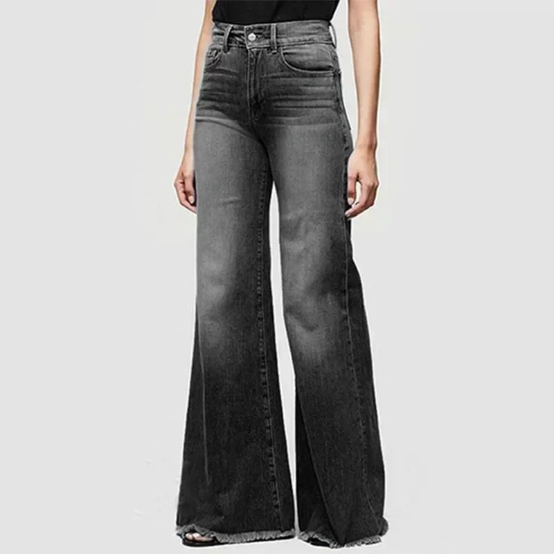 

Mid-waist Denim Jeans Women Streetwear Autumn New Elegant Office Lady Fashion Slim Fit Flared Pants Casual Long Trousers 30200