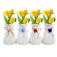 Modern Plastic Vases European Dining Table Decorative Flower Plants Vase White Rattan Like Plastic Vase 1