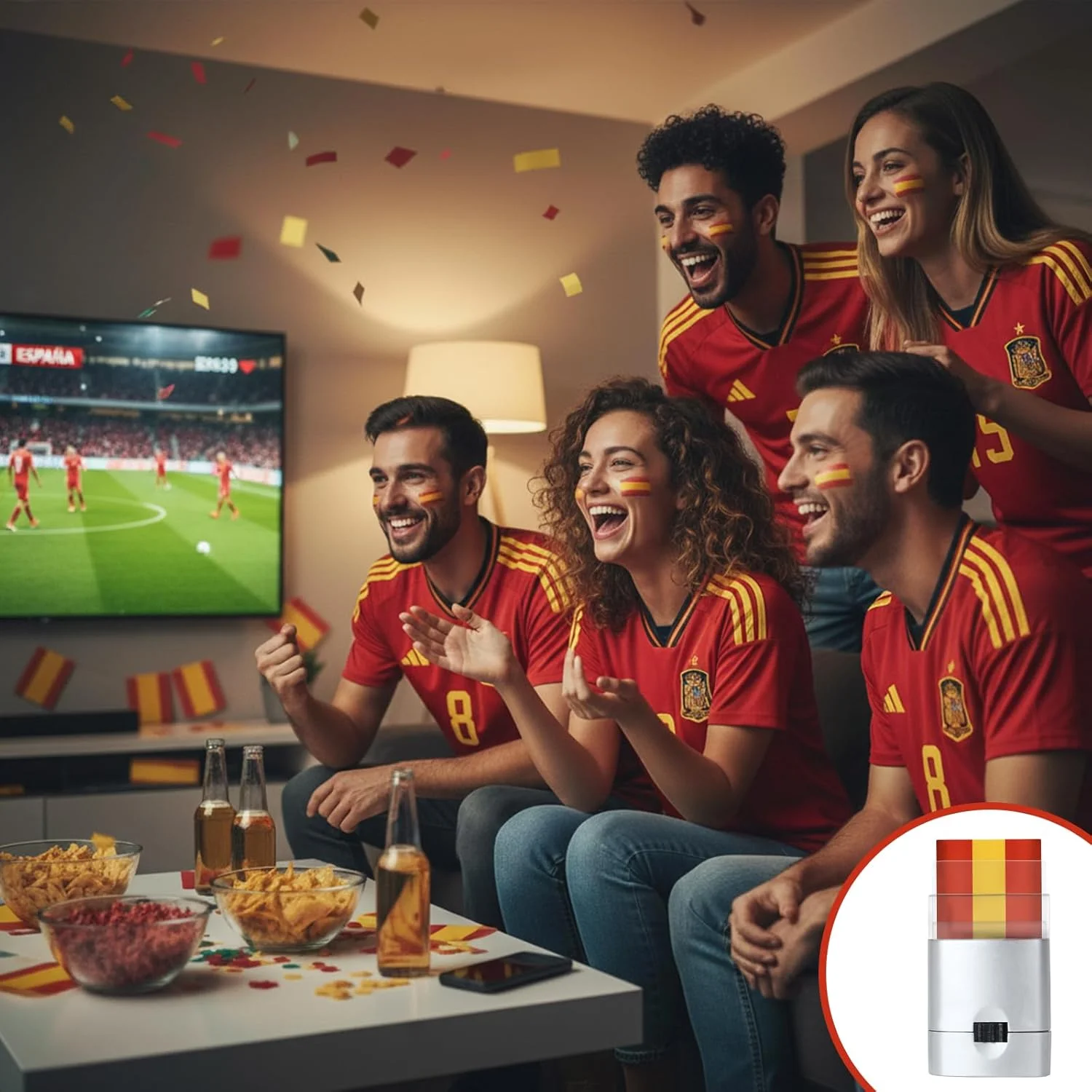 Pennarelli per Trucco Viso Giallo e Rosso, Colori per il Viso per Sport in Spagna, per Calcio, Baseball, Softball, Atleti e Tifosi - immagine 3