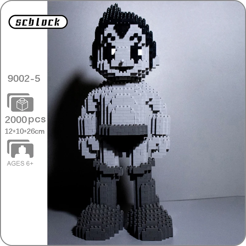 

SC 9002-5 аниме Astro Boy Mighty Atom черно-белая кукла-робот DIY Мини Алмазные блоки кирпичи игрушка для детей без коробки