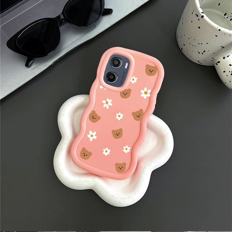 Brown Bear Wavy Silicone Phone Case Cover
