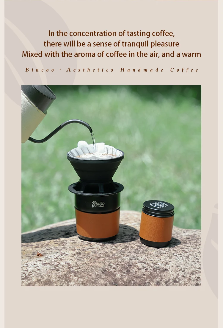 S06c0694ca4884e88b9ad0f6055f7e997I BINCOO Coffee Equipment Portable Hand Brewed Coffee Set Coffee Manual Grinder Complete Set for Outdoor Camping Travel