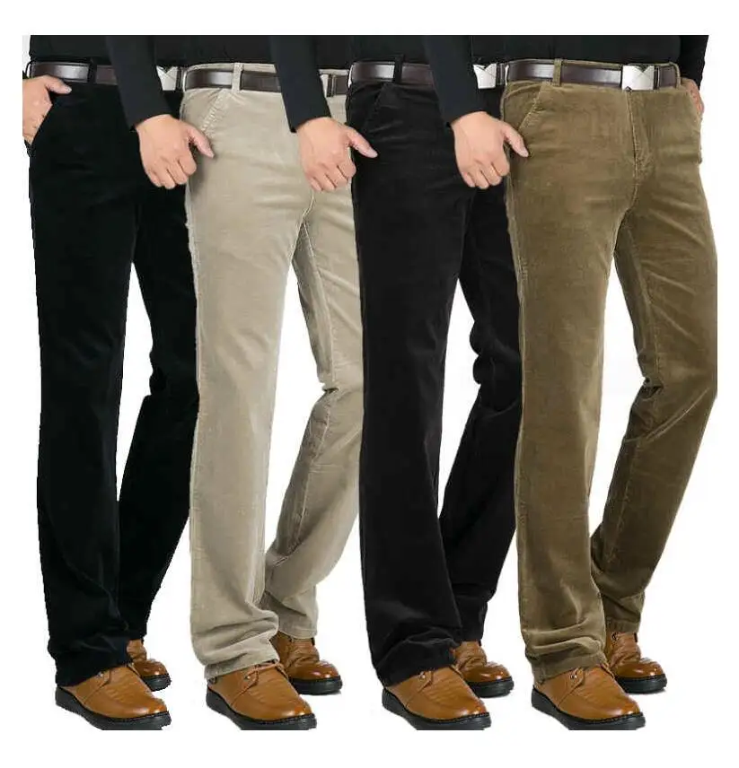 Winter Men's Corduroy Pants Velvet Thick Corduroy Casual Pants High Waist Stretch Warm Men's Trousers 2