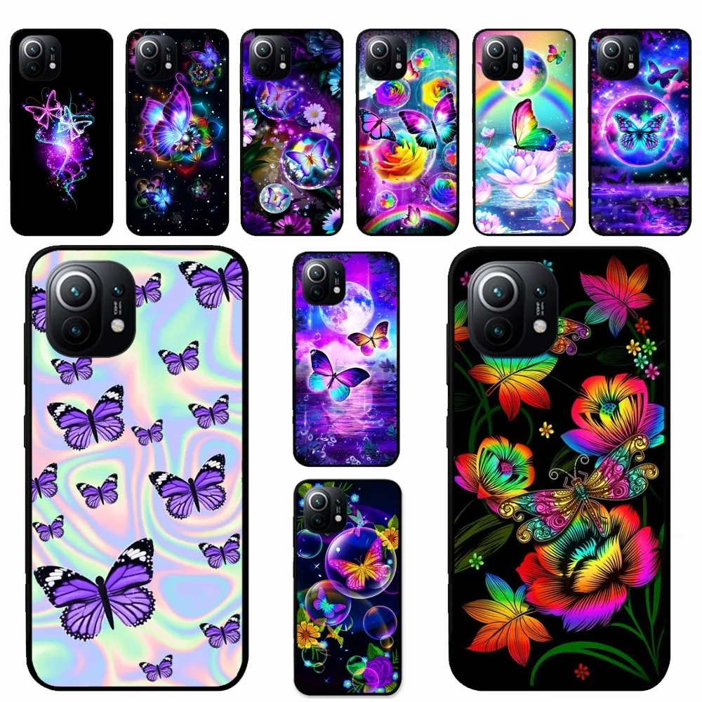 

Colorful Butterfly Phone Case For Xiaomi Mi 5X 8 9 10 11 12 lite pro 10T PocoX3pro PocoM3 Note 10 pro lite