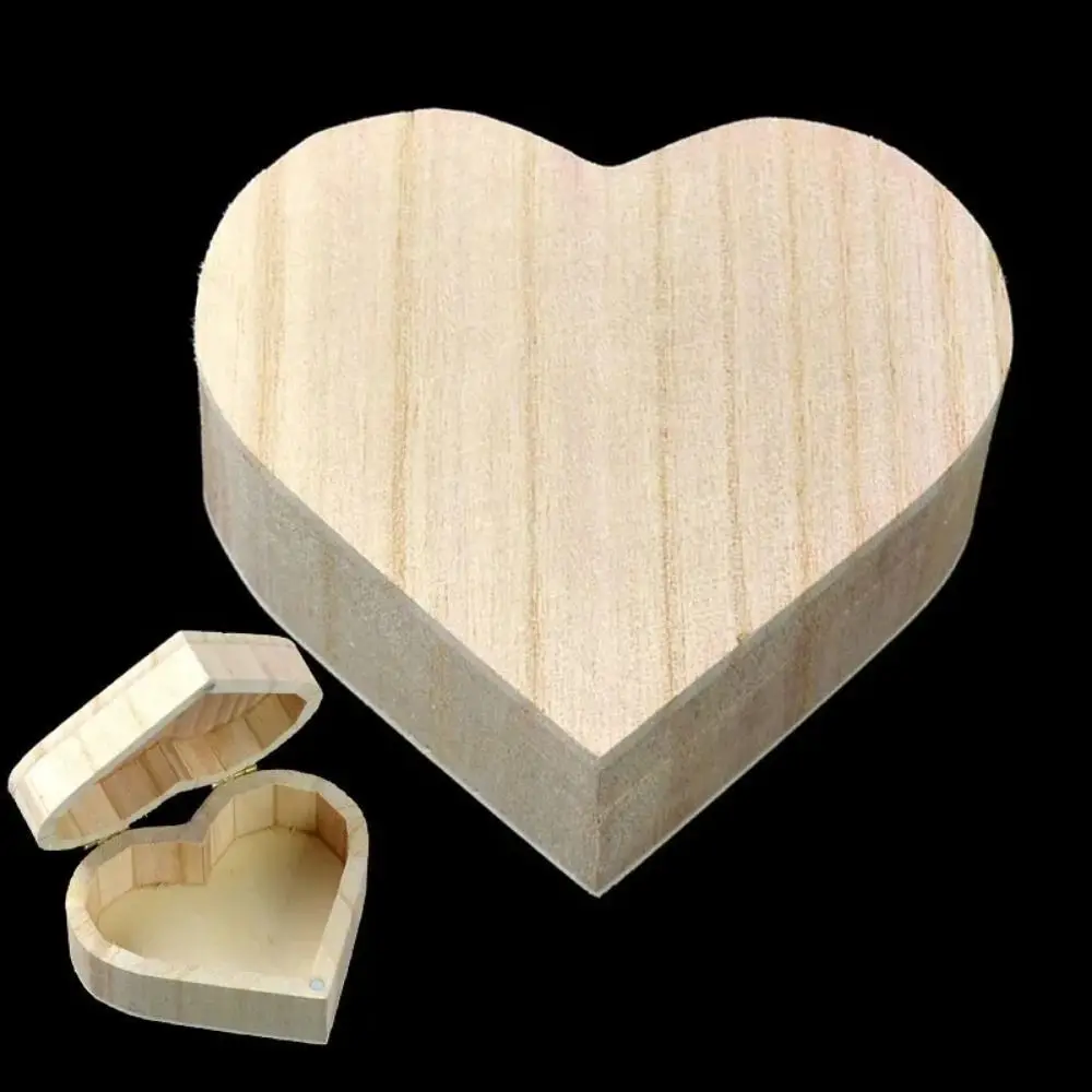 Retro Wood Wood Storage Box Heart Shape Orginal Gift Wrapping Box Wood Box 3