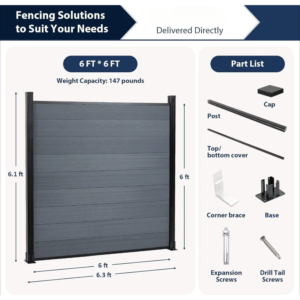 6x6Ft Outdoor Privacy Fence, Wind Resistant Fence Covering Privacy, Privacy Fencing for Yard Backyard Garden and Swimming Pool