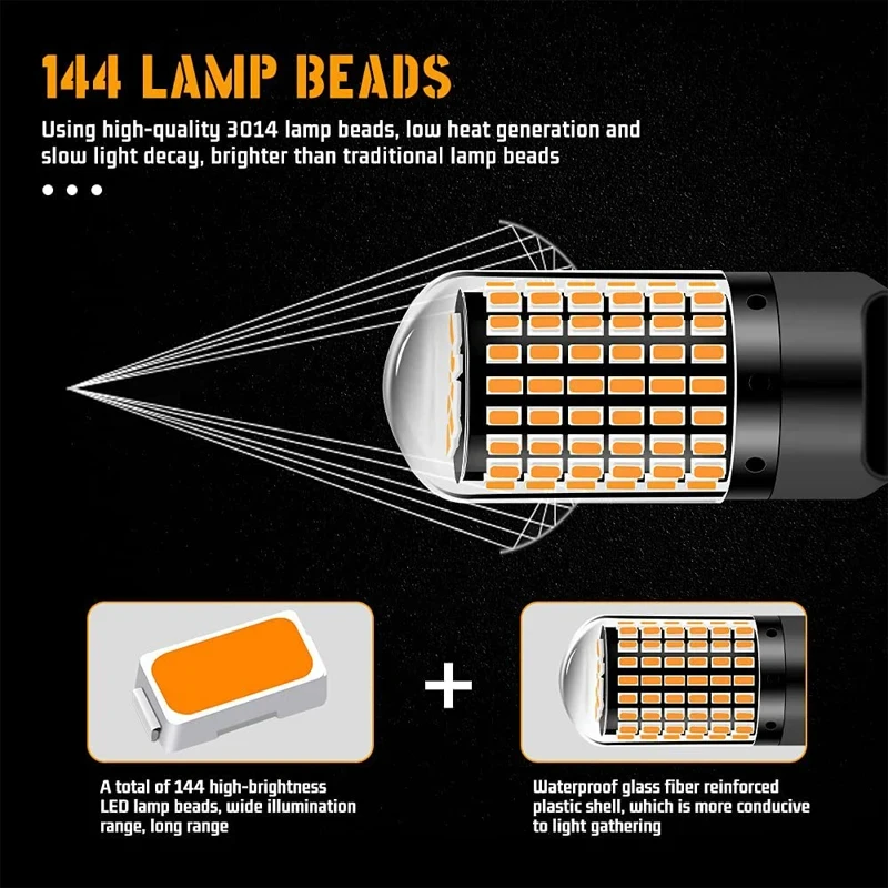 1/4 PCS CANBUS 1156 BA15S BAU15S 7443 W21W LED Bulb For Car Tail Brake Parking Turn Signal Light 12V 15W 144SMD White Yellow Red