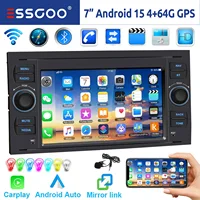 ESSGOO DAB Autoradio Android 15 4+64G pour Ford Focus MK2 Transit MK7 Connect Fiesta Fusion Kuga C-Max / S-Max Galaxy Autoradio Wireless Apple Carplay Android Auto GPS WIFI RDS FM Bluetooth Écran Tactile SWC EQ USB 1