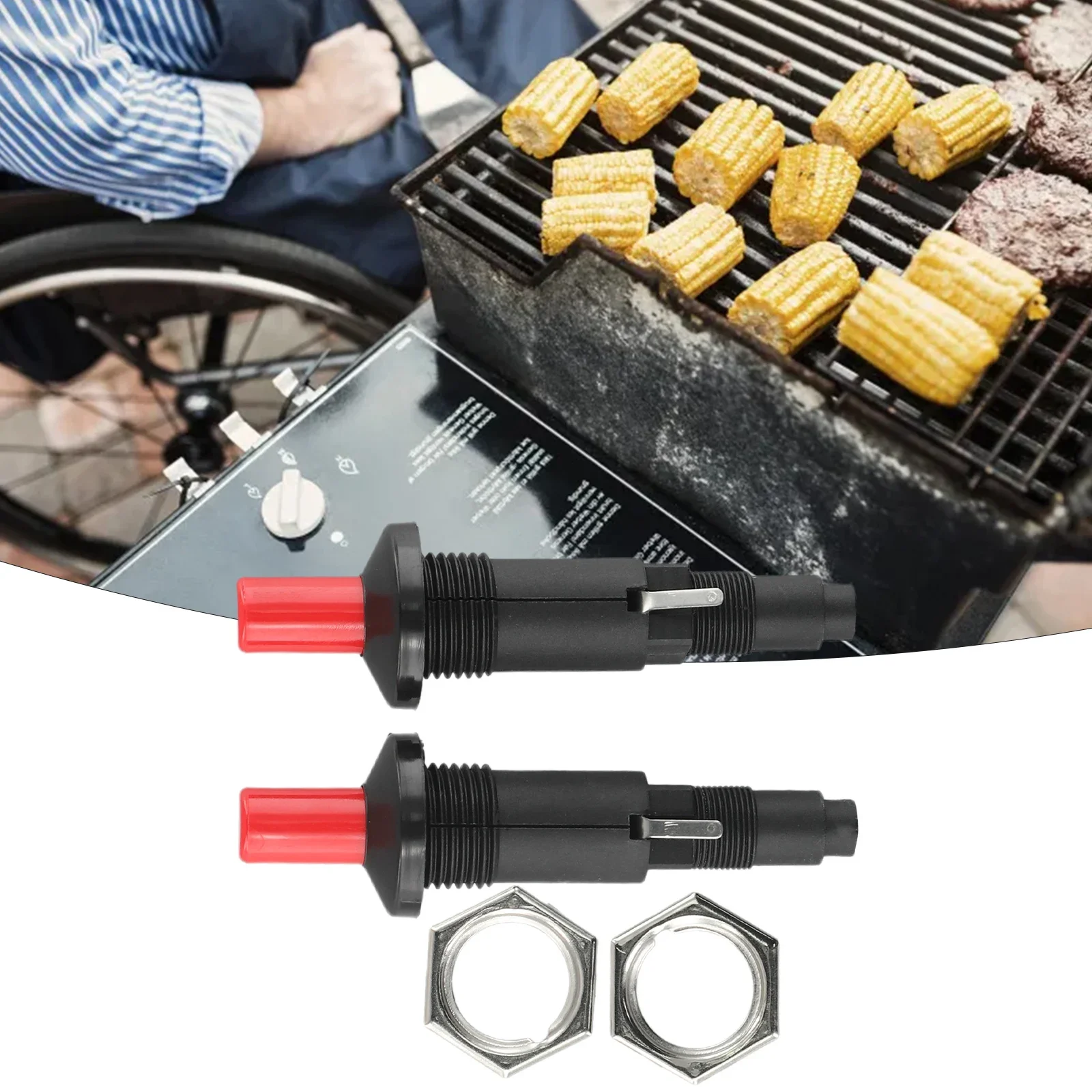 Brand New Gas Heater Push Button Replacement Parts Spark Plug 2PCS Ceramic Igniter Piezo Igniter Diameter 2.6cm