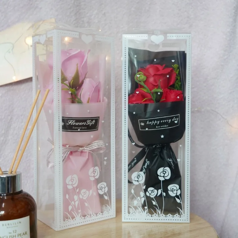 Romantic Artificial Rose Soap Bouquet in Elegant Gift Box Perfect Valentine's Day Decoration  Creative Present for Loved Ones