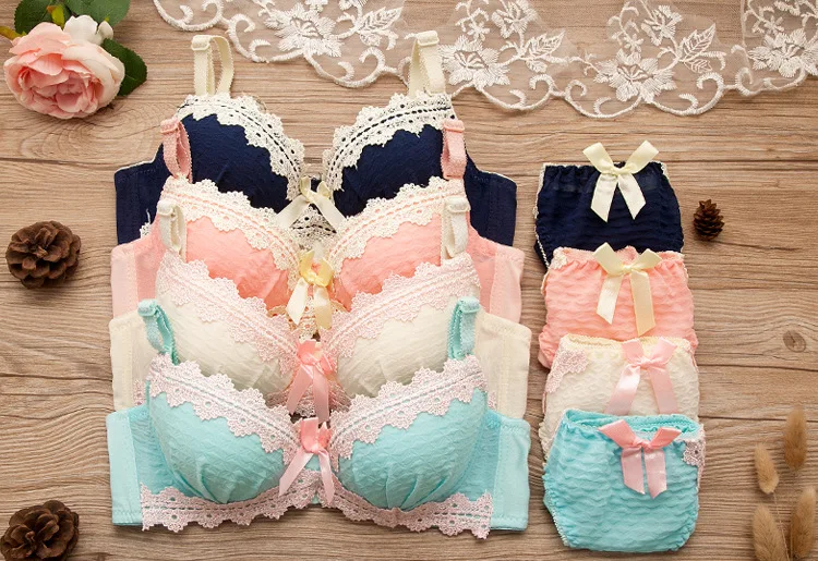 Vintage Girls Bra Set Sexy Thin Bras Pantys Women Seamless Brassiere Low Wasit Fiess Underwear Set Adjustable Plaid_voghion.com