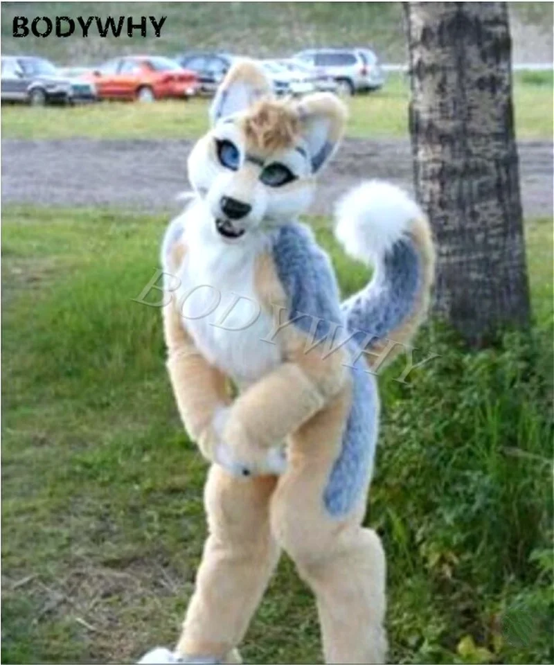 Furry Husky Dog Fursuit Mascot Costume Faux Fur Suit Cosplay Party Game
