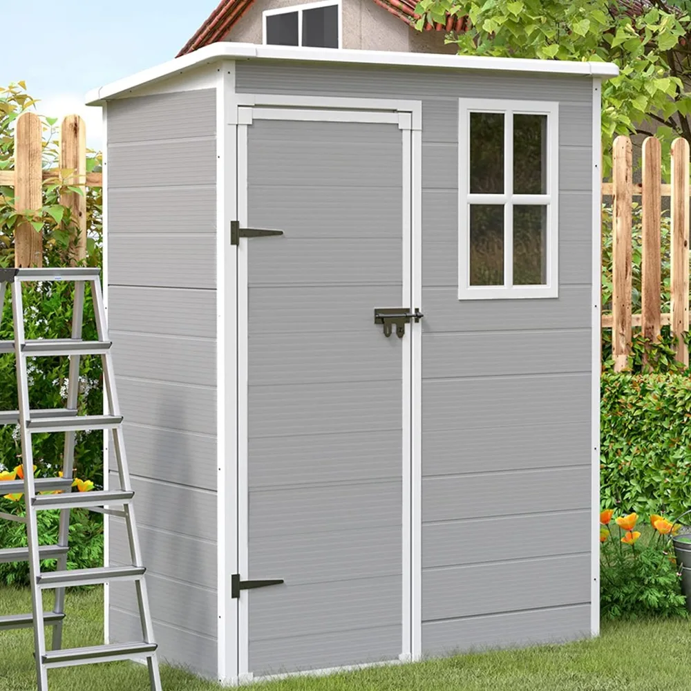 UDPATIO Outdoor Resin Storage Shed 5x3 FT, Plastic Garden Shed for Bike, Garbage Can, Tool, Outside Sheds & Outdoor Storage