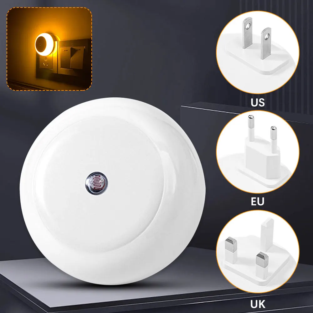 LED Wall Lamp for Home Bedroom Bathroom Kitchen Hallway Staireway LED Night Light Smart Night Sensor Round Plug in
