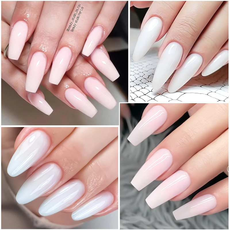 MEET ACROSS 7ml Milk White Pink Quick Extension Nail Gel Polish 3 In 1 Semi Permanent Soak Off UV Gel Varnish Nail Art Manicure 4