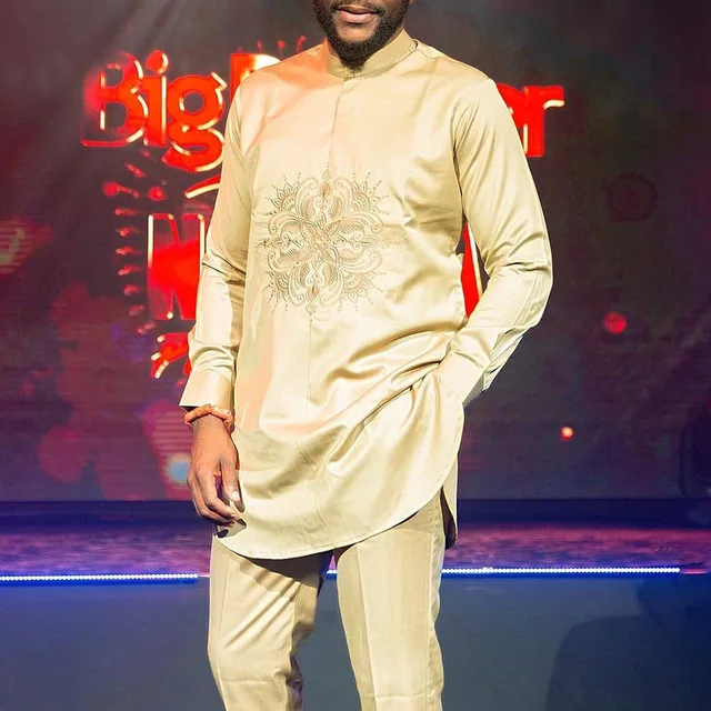 Tunji Embroidered Long Sleeve Kaftan Outfit - Image 2