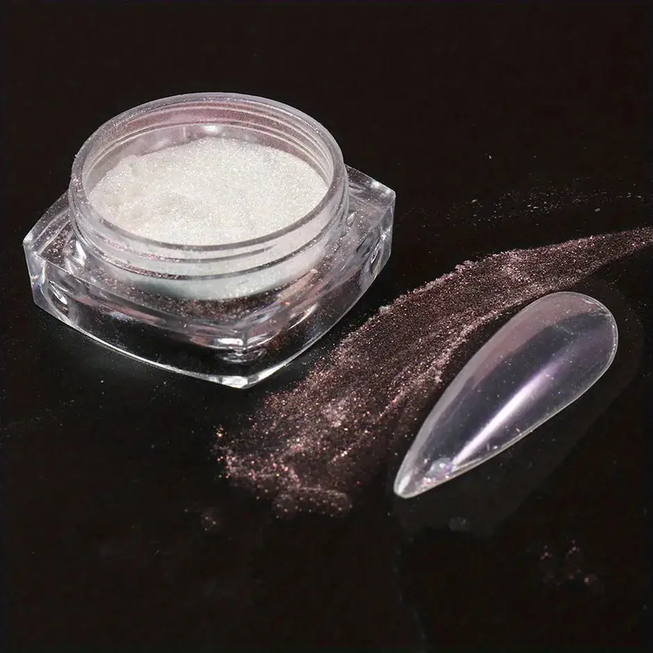 Nail Powder 1Box White Chrome Mirror Mermaid Sparkling Pearl Nail Art Nickel