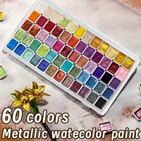 60 Colors Pearl Watercolor Pigment: Metallic Solid Paint Portable Art Kit for Painting – Perfect Holiday Gifts for Artists