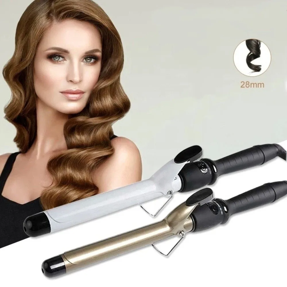 28mm Barrel Electric Curling Iron 360 Degree Rotation Plastic Casing Curling Wand Anti Scalding Top Insulation