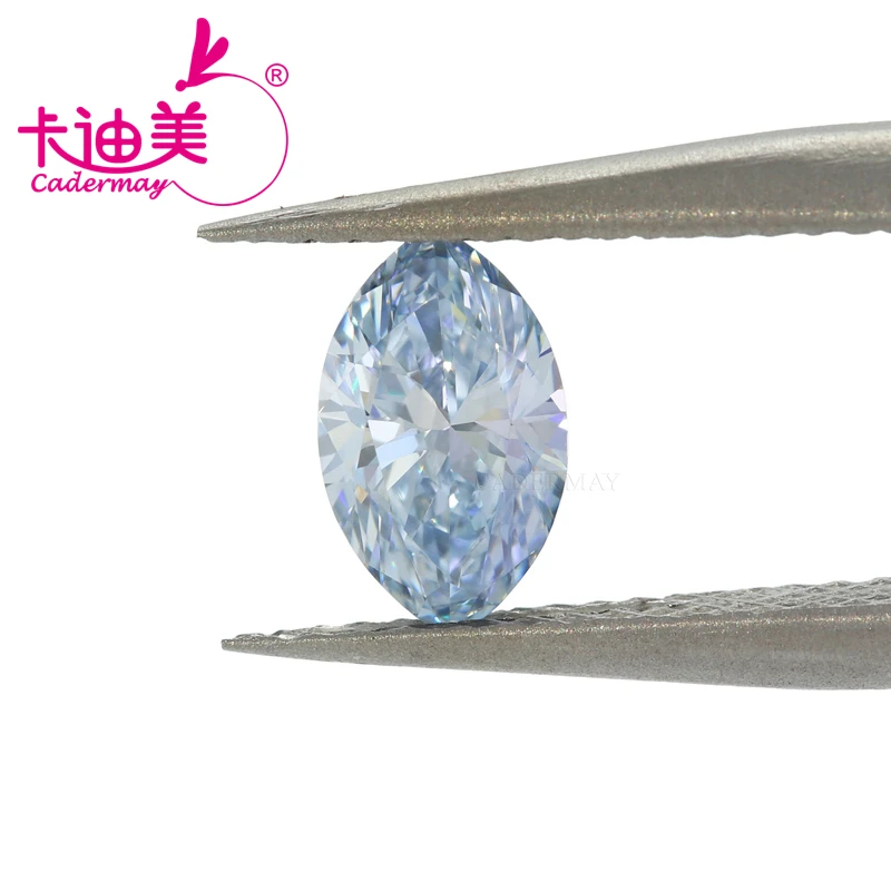 

CADERMAY Marquis Cut Fancy Light Blue Color VVS1 Clarity HPHT Lab Grown Diamond 0.448 CT Loose Stone Gemstone For Jewelry Making