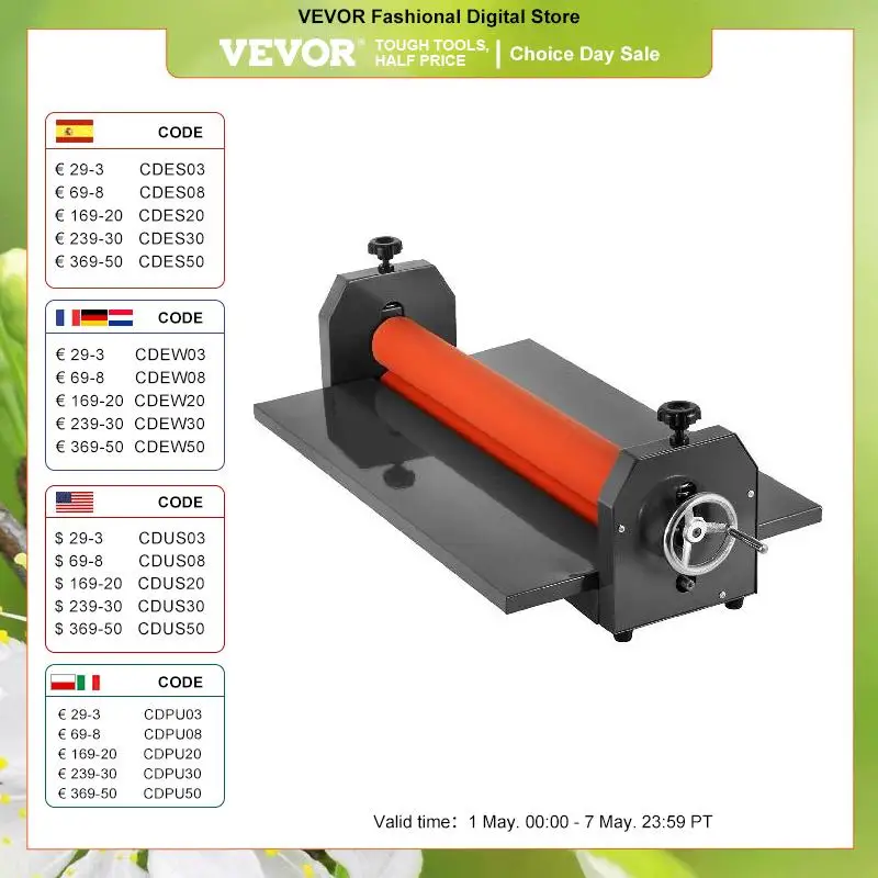 VEVOR 39.3"x0.71" Manual Cold Roll Laminator Machine Sheets Document Plasticizer Fits for Poster Painting Photo Book Cover A3 A4