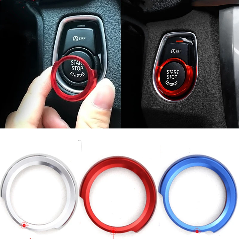 Car start button cover For BMW 1 2 3 4 Series X1 F48 F20 F21 F30 F32 F33 F34 F36 F45 F46 Car Engine Start button Stickers Ignition Key Ring trim Cover