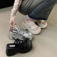 2024 new Beach Fashion Water proof Roman Sandals Women's Chunky Heels Fashion High Heeled Slippers Slope heel Casual Sandalias