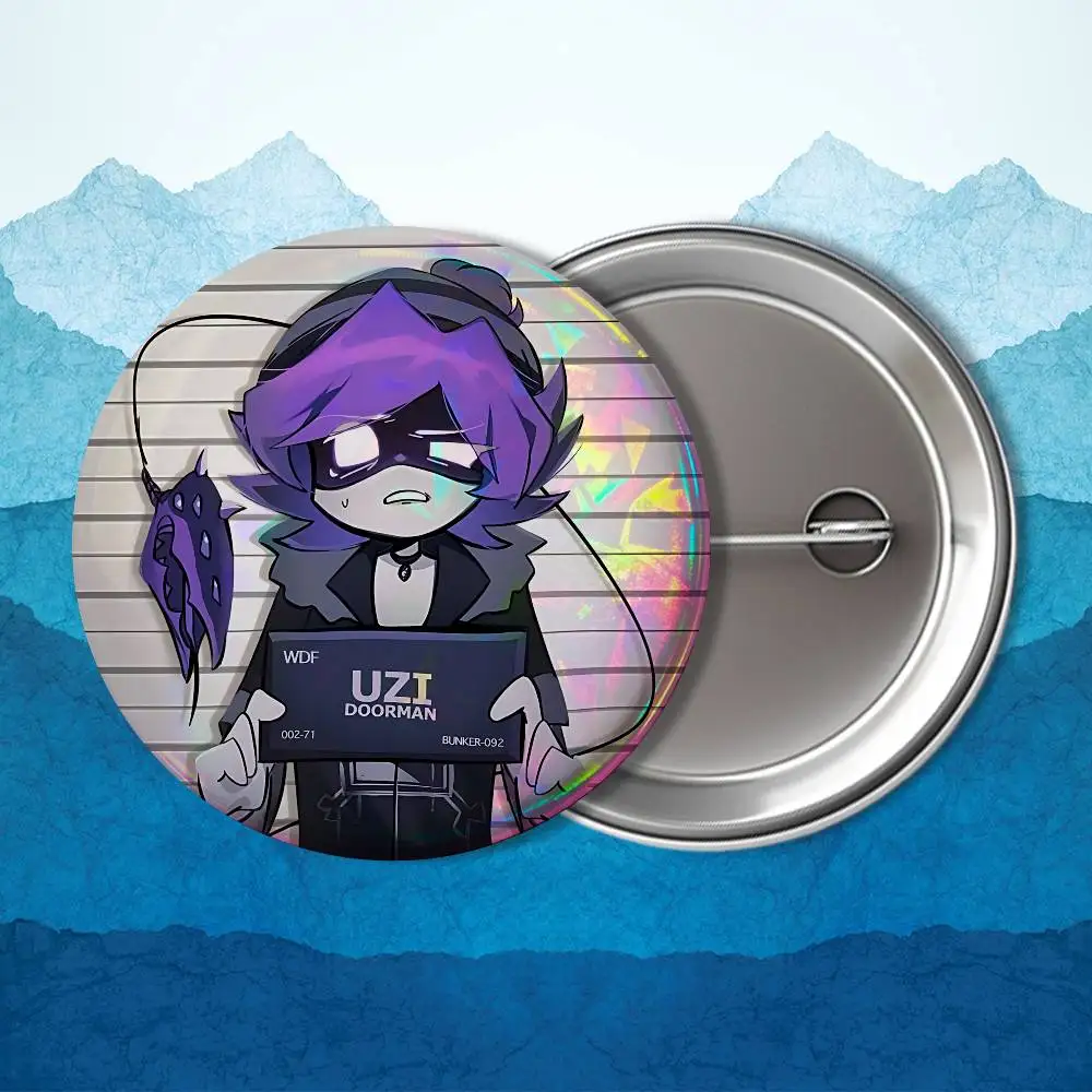 멋진 N과 Uzi Murder Drones HD 프린트 58mm 44mm 라펠 핀 예쁜 더비 라운드 디스플레이 브로치 브로치 배지