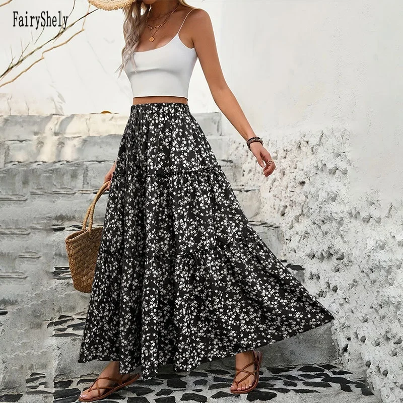 Floral Lace-Up Maxi Skirt 4